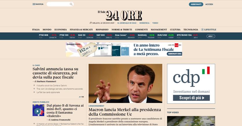 Il Sole 24 Ore online in cima alla classifica di fiducia di Reuters